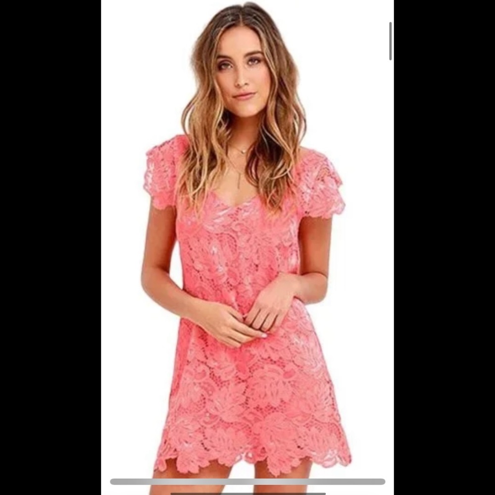 Mini Coral Lace Dress